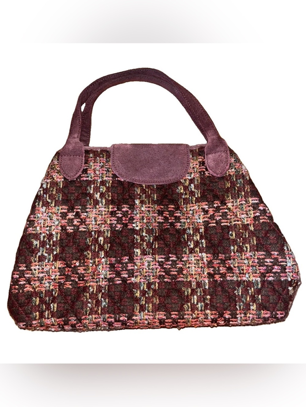 Vintage Vera Bradley Tweed Burgundy Mini Satchel Handbag